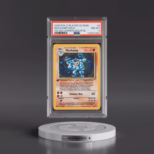 2000 Pokémon 2-Player CD-Rom Starter Set #8 Machamp - 1st Edition Cosmos Holofoil (PSA 8 NM-MT)