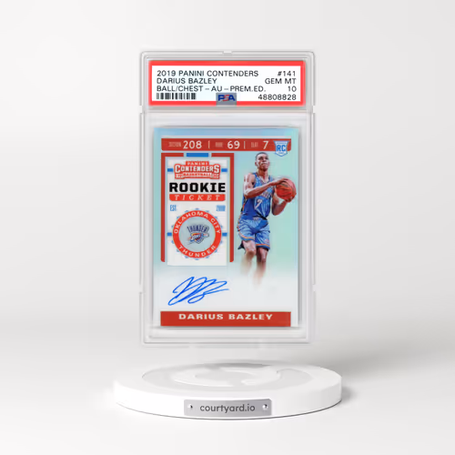 2019 Panini Contenders #141 Darius Bazley - Ball at Chest-Autograph-Premium Edition (PSA 10 GEM MINT)