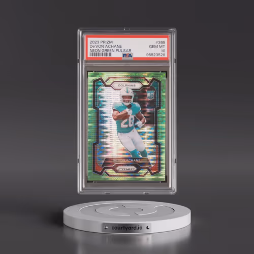 2023 Panini Prizm #365 DE'Von Achane - Neon Green Pulsar (PSA 10 GEM MINT)