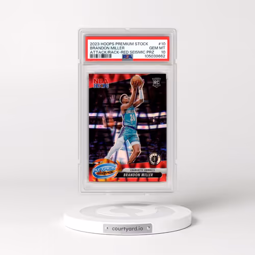 2023 Panini Hoops Premium Stock Attack the Rack #10 Brandon Miller - Red Seismic Prizm (PSA 10 GEM MINT)