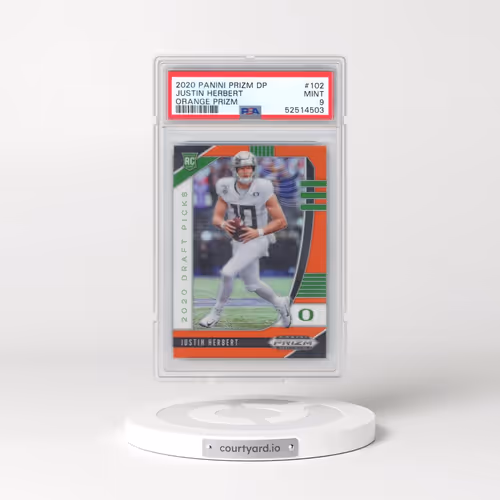 2020 Panini Prizm Draft Picks #102 Justin Herbert - Orange Prizm (PSA 9 MINT)