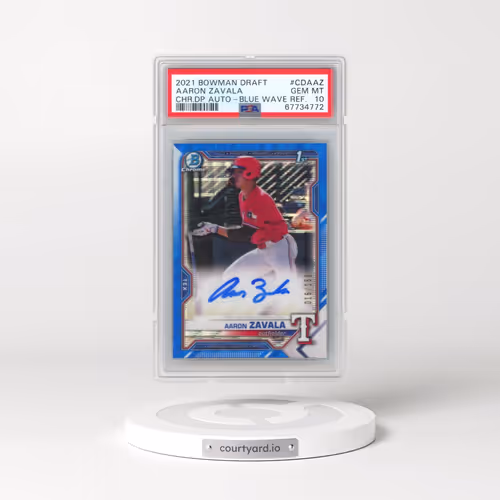 2021 Bowman Draft Chrome Draft Pick Autographs #CDAAZ Aaron Zavala - Blue Wave Refractor (PSA 10 GEM