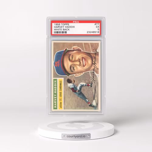 1956 Topps #77 Harvey Haddix - White Back (PSA 5 EX)