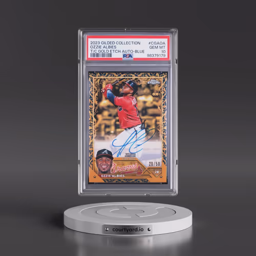 2023 Topps Gilded Collection Topps Chrome Gold Etch Autographs #CGAOA Ozzie Albies - Blue (PSA 10 GE
