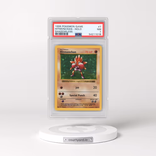 1999 Pokémon Game #7 Hitmonchan - Holo Shadowless (PSA 7 NM)