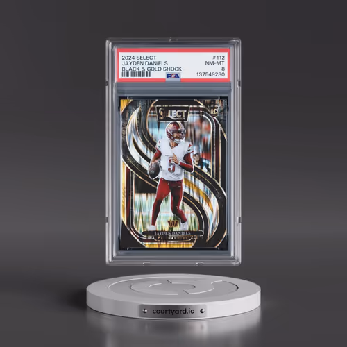 2024 Panini Select #112 Jayden Daniels - Black & Gold Shock (PSA 8 NM-MT)