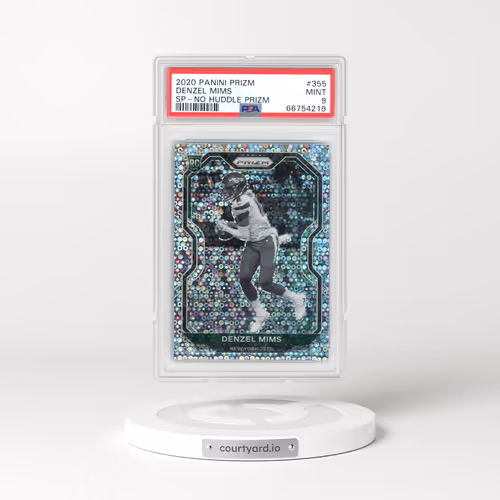 2020 Panini Prizm #355 Denzel Mims - Variation-No Huddle Prizm (PSA 9 MINT)