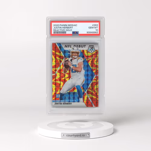 2020 Panini Mosaic #263 Justin Herbert - Reactive Gold (PSA 10 GEM MINT)