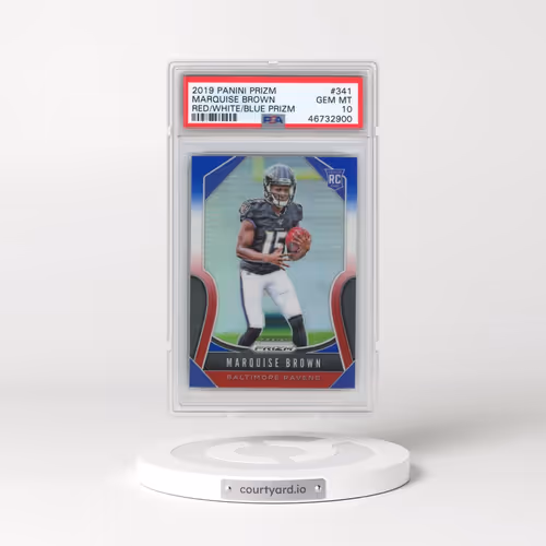 2019 Panini Prizm #341 Marquise Brown - Red/White/Blue Prizm (PSA 10 GEM MINT)