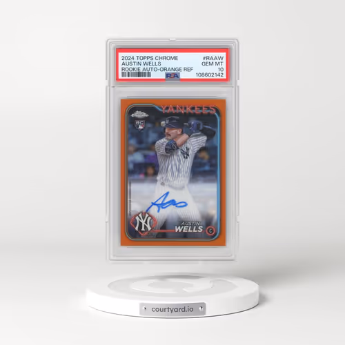 2024 Topps Chrome Rookie Autographs #RAAW Austin Wells - Orange Refractor (PSA 10 GEM MINT)