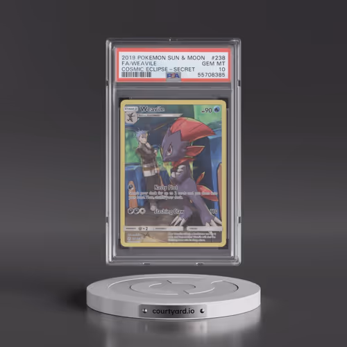 2019 Pokémon Sun & Moon Cosmic Eclipse #238 Weavile - Full Art Secret (PSA 10 GEM MINT)