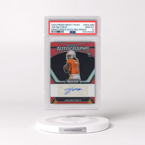 2024 Panini Prizm Draft Picks Draft Picks Autographs #DPAJMN Joe Milton III - Red Prizm (PSA 10 GEM