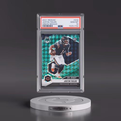 2021 Panini Mosaic #242 Justin Fields - Green Mosaic (PSA 10 GEM MINT)