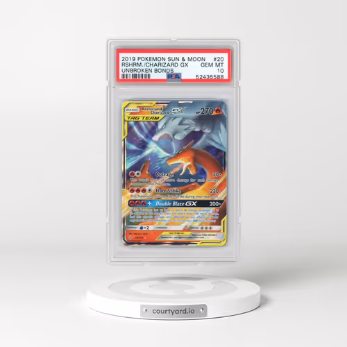 2019 Pokémon Sun & Moon Unbroken Bonds #20 Reshiram & Charizard GX - Holo (PSA 10 GEM MINT)