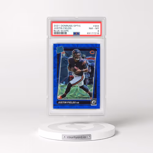 2021 Panini Donruss Optic #204 Justin Fields - Blue Scope (PSA 8 NM-MT)