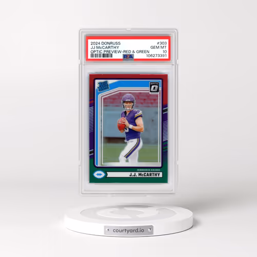 2024 Panini Donruss #303 JJ McCarthy - Optic Preview-Red & Green (PSA 10 GEM MINT)