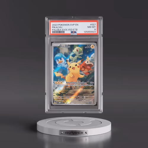 2023 Pokémon Svp EN-SV Black Star Promo #027 Pikachu - Paldea Evolved Elite Trainer Box (PSA 8 NM-MT