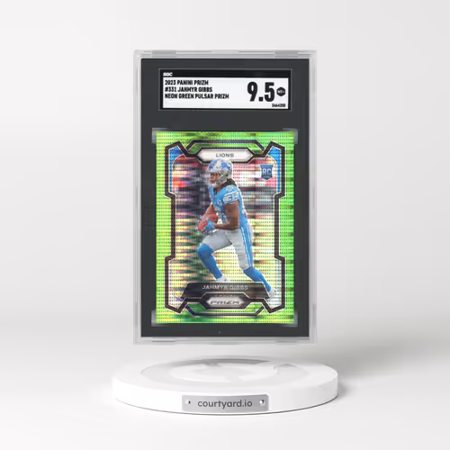 2023 Panini Prizm #331 Jahmyr Gibbs - Neon Green Pulsar Prizm (SGC 9.5 MINT+)