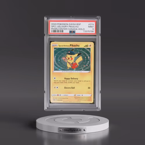2020 Pokémon Swsh Black Star Promo #074 Special Delivery Pikachu - Holo Pokemon Center Canada (PSA 9