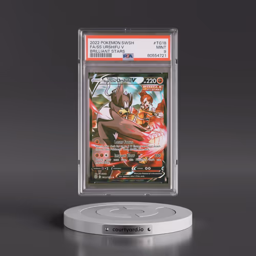 2022 Pokémon Sword & Shield Brilliant Stars #TG18 Single Strike Urshifu V - Holo Full Art (PSA 9 MIN