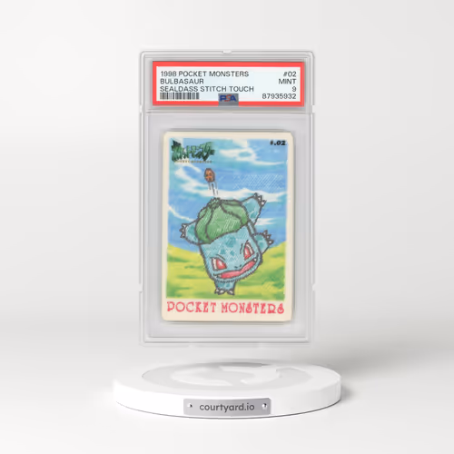 1998 Japanese Pocket Monsters Sealdass Stitch Touch #2 Bulbasaur (PSA 9 MINT)