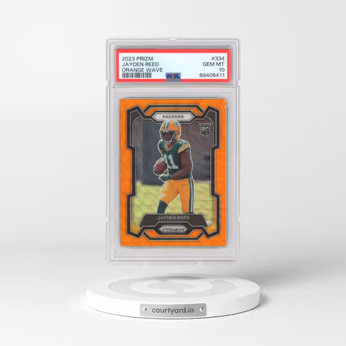 2023 Panini Prizm #334 Jayden Reed - Orange Wave (PSA 10 GEM MINT)