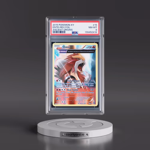 2015 Pokémon XY Ancient Origins #15 Entei - Reverse Foil (PSA 8 NM-MT)