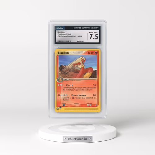 2003 EX Ruby & Sapphire (2003 Copyright, w/ "e" Symbol) #15/109 Blaziken (CGC 7.5 NM+)