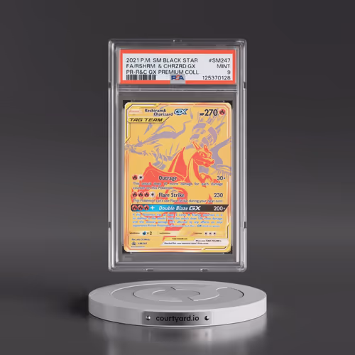 2021 Pokémon SM Black Star Promo #SM247 Reshiram & Charizard GX - Holo Full Art Reshiram & Charizard