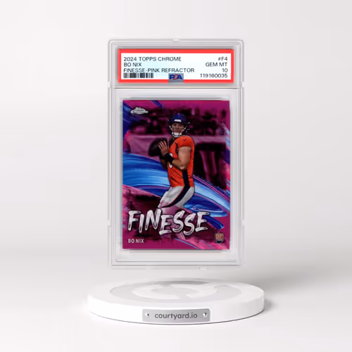 2024 Topps Chrome Finesse #F4 Bo Nix - Pink Refractor (PSA 10 GEM MINT)