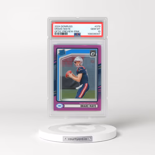 2024 Panini Donruss #379 Drake Maye - Optic Preview-Pink (PSA 10 GEM MINT)