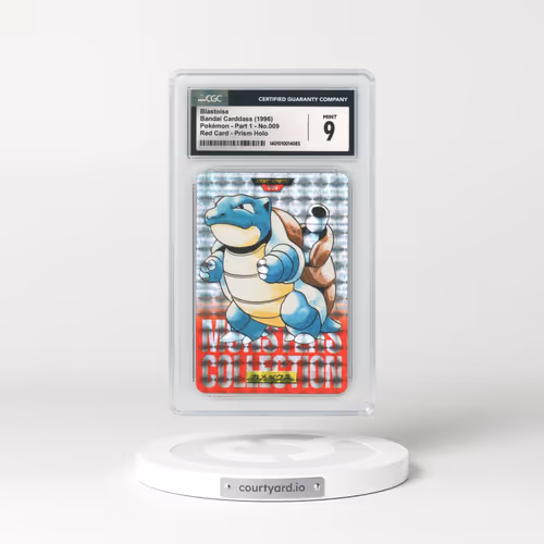 1996 Japanese Bandai Carddass #9 Blastoise - Full Art Holo Red Card (CGC 9 MINT)