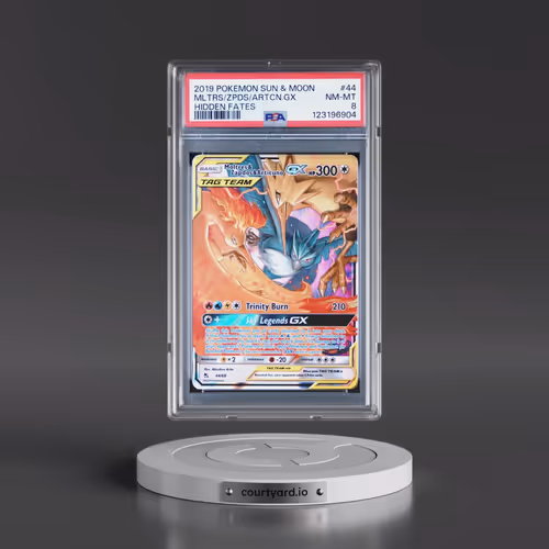2019 Pokémon Sun & Moon Hidden Fates #44 Moltres & Zapdos & Articuno GX - Holo (PSA 8 NM-MT)