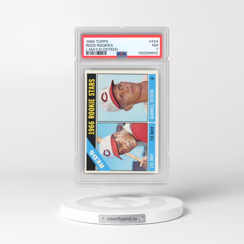 1966 Topps #424 Reds Rookies - L.May/D.Osteen (PSA 7 NM)