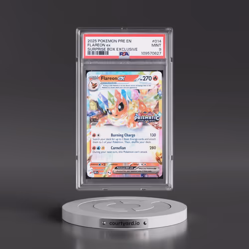 2025 Pokémon Pre EN-Prismatic Evolutions #014 Flareon EX - Holo Surprise Box Exclusive (PSA 9 MINT)