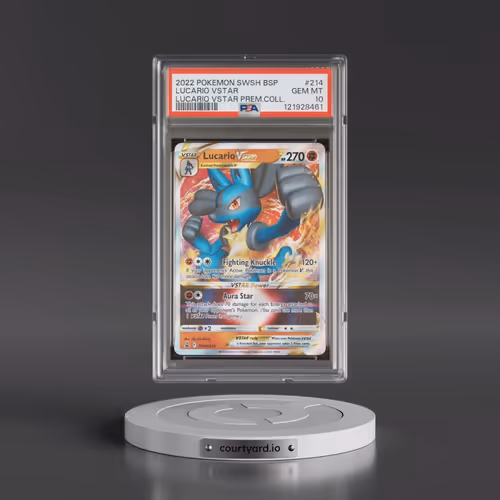 2022 Pokémon Swsh Black Star Promo #214 Lucario Vstar - Lucario Vstar Premium Collection (PSA 10 GEM