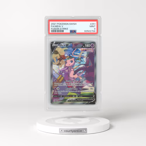 2021 Pokémon Sword & Shield Fusion Strike #251 Mew V - Holo Full Art (PSA 9 MINT)