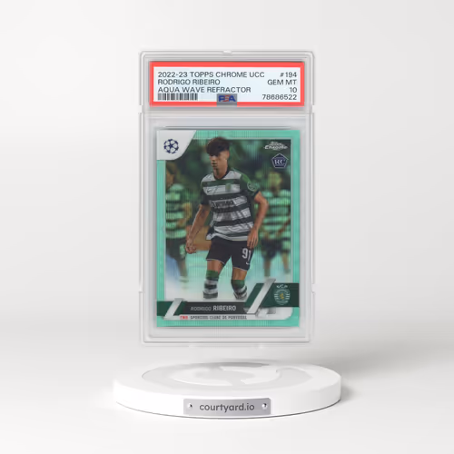 2022 Topps Chrome UEFA Club Competitions #194 Rodrigo Ribeiro - Aqua Wave Refractor (PSA 10 GEM MINT