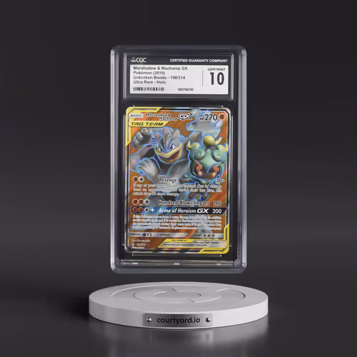 2019 Unbroken Bonds #198/214 Marshadow & Machamp GX - Ultra Rare Holo (CGC 10 GEM MINT)