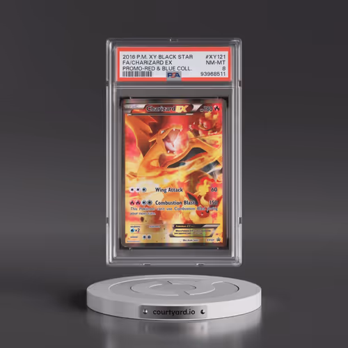 2016 Pokémon XY Black Star Promo #XY121 Charizard EX - Holo Full Art Red & Blue Collection (PSA 8 NM