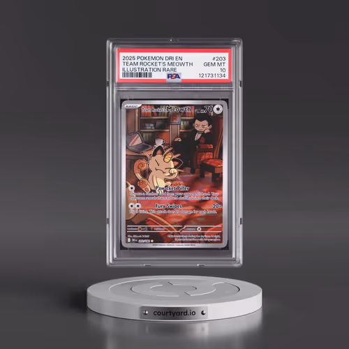 2025 Pokémon Dri EN-Destined Rivals #203 Team Rocket's Meowth - Illustration Rare (PSA 10 GEM MINT)