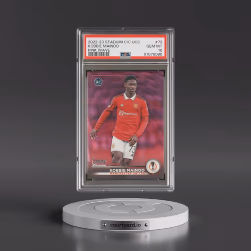 2022-23 Topps Stadium Club Chrome UEFA Club Competitions #73 Kobbie Mainoo - Pink Wave (PSA 10 GEM M