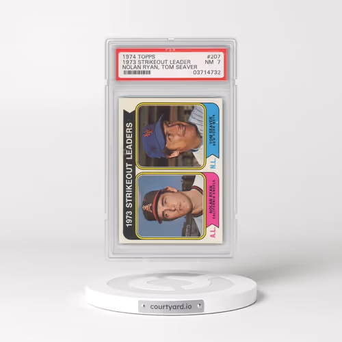 1974 Topps #207 Strikeout Leaders - N.Ryan/T.Seaver (PSA 7 NM)