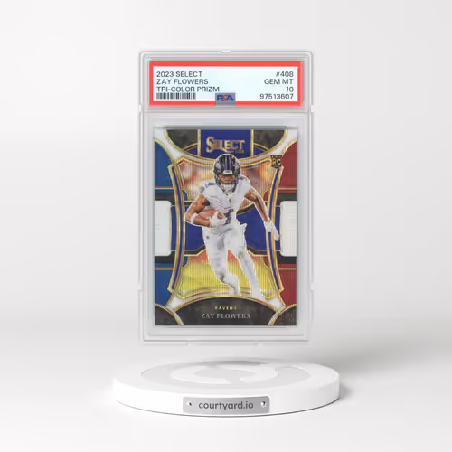2023 Panini Select #408 Zay Flowers - Tri-Color Prizm (PSA 10 GEM MINT)