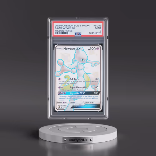2019 Pokémon Sun & Moon Hidden Fates #SV59 Mewtwo GX - Holo Full Art (PSA 9 MINT)