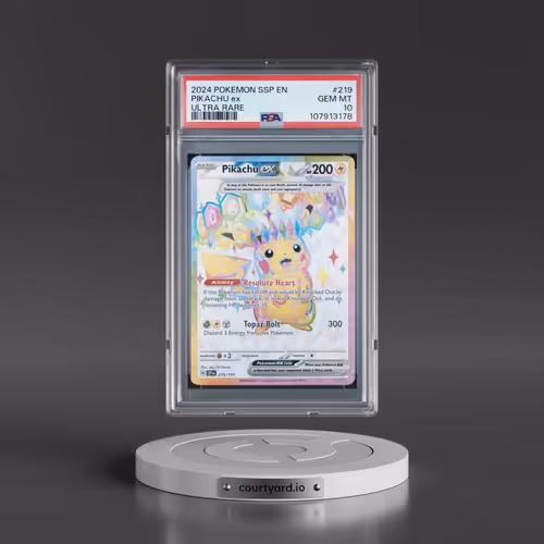 2024 Pokémon Ssp EN-Surging Sparks #219 Pikachu EX - Holo Ultra Rare (PSA 10 GEM MINT)