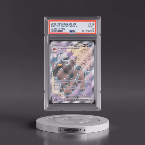 2025 Pokémon Dri EN-Destined Rivals #218 Arven's Mabosstiff EX - Holo Ultra Rare (PSA 9 MINT)