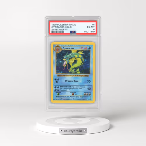 1999 Pokémon Game #6 Gyarados - Holo Shadowless (PSA 6 EX-MT)