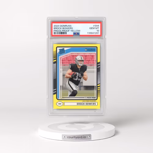 2024 Panini Donruss #394 Brock Bowers - Press Proof Yellow (PSA 10 GEM MINT)