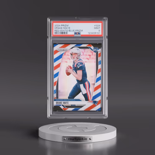 2024 Panini Prizm #329 Drake Maye - Red/White/Blue Prizm (PSA 9 MINT)